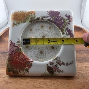 Floral Ceramic Picture Frame Square Gold Accent Bird Photo Display Decor‎